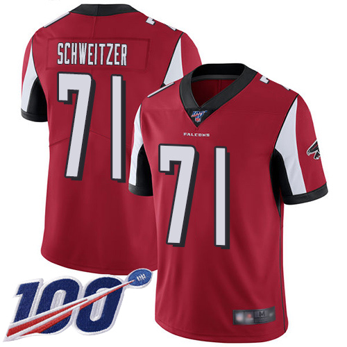 Atlanta Falcons Limited Red Men Wes Schweitzer Home Jersey NFL Football 71 100th Season Vapor Untouchable